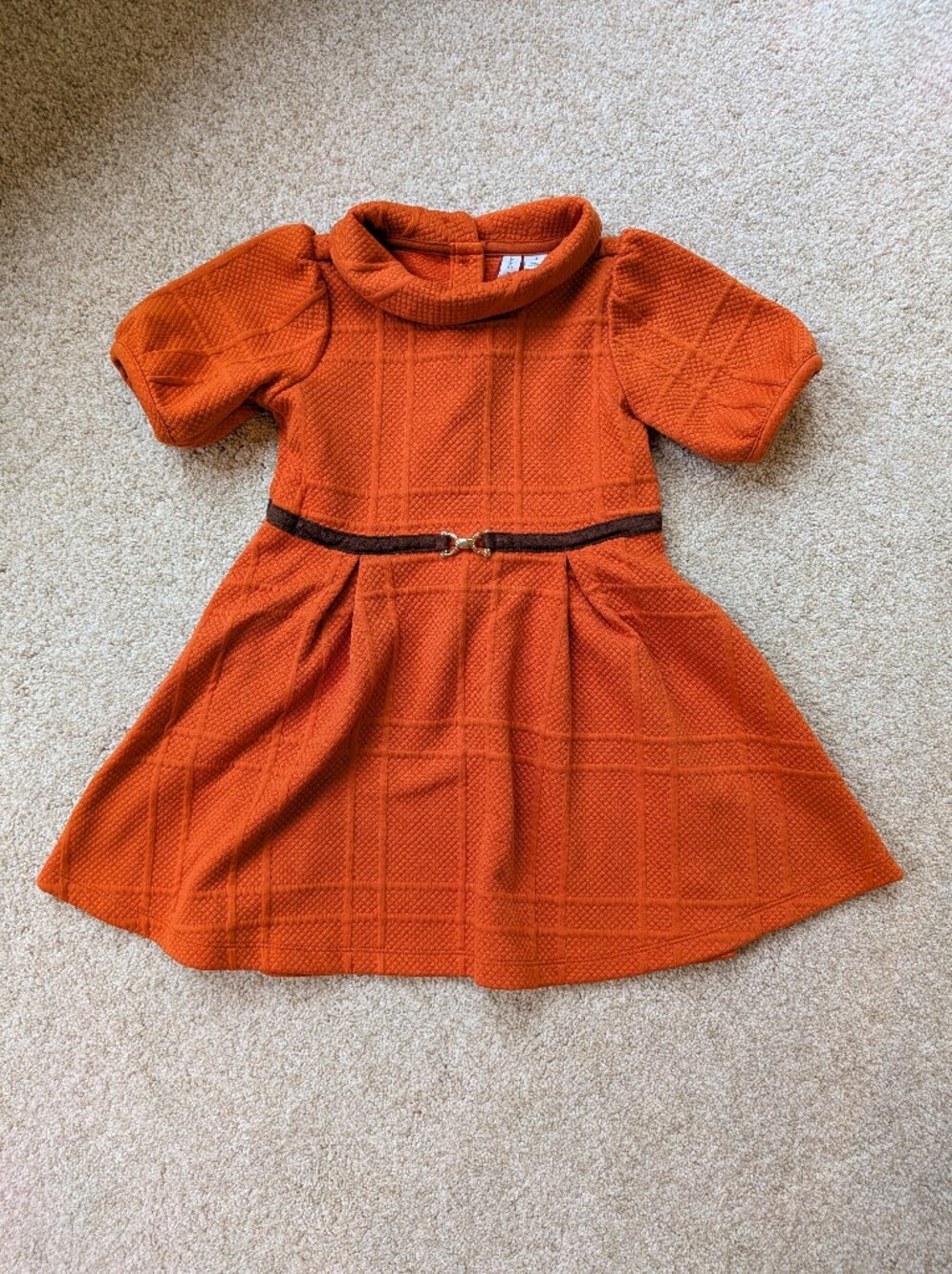 Janie and Jack Orange Textured Knit Dress with Belt, Size 3